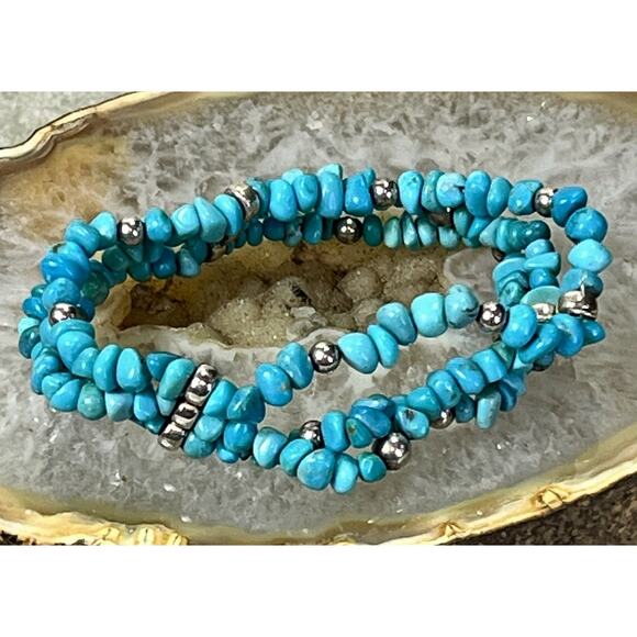 Carolyn Pollack Relios Vintage Turquoise & 925 Bead Coil Wrap Bracelet - Picture 7 of 11